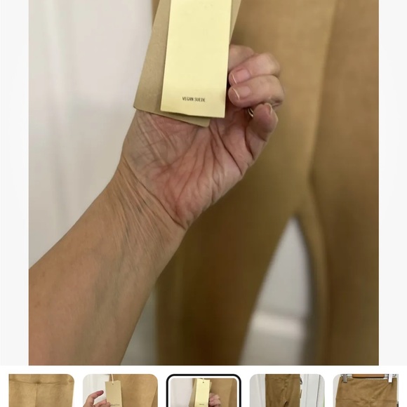 Aritzia Wilfred Free Daria Vegan Faux Suede Biege Leggings High Waist Size M New - Picture 5 of 10
